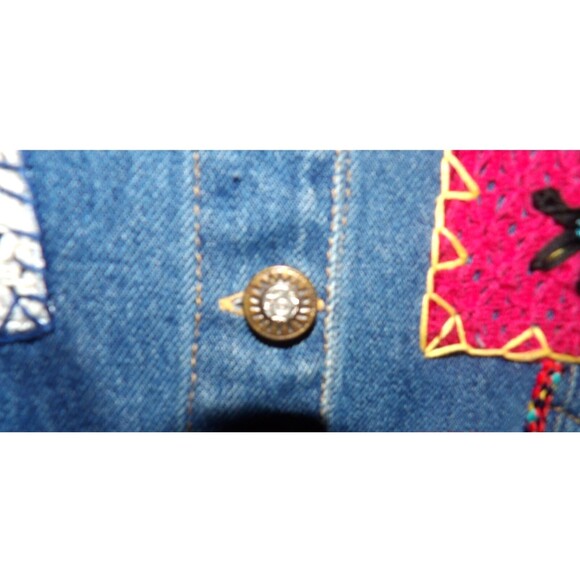 Don't Mess with Texas Denim Jacket Embroidered Jean Coat Embellished Size Medium - Picture 5 of 11